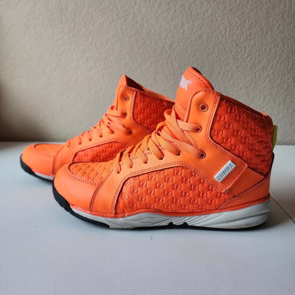 Zumba Energy Boss Sneakers High Top Neon Orange Sz 7.5